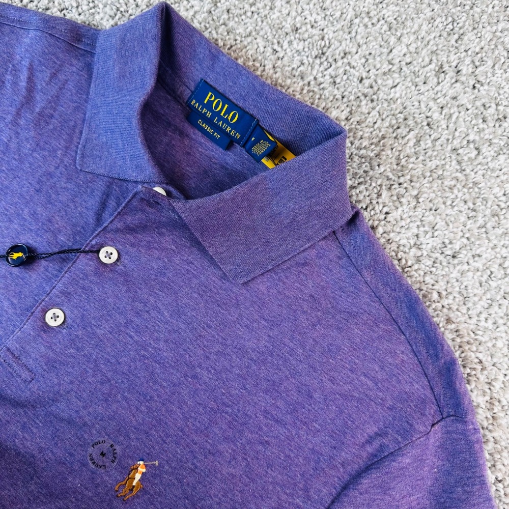 Polo Ralph Lauren Polo Shirt Men Medium Purple Heather Classic Fit Golf NEW $118